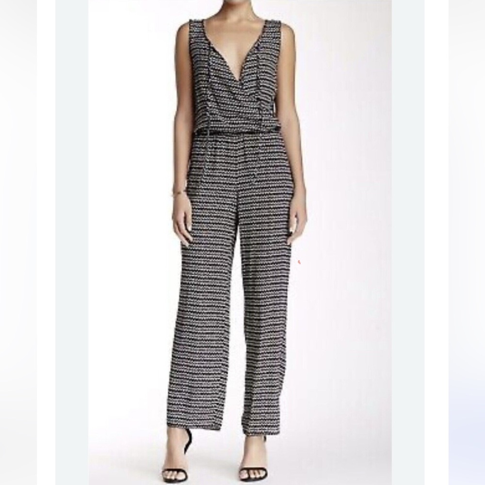 Max Studio Rayon Ikat Sleeveless Wrap Jumpsuit